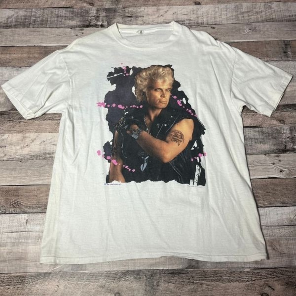 Billy Idol Shirt Adult XL White Vintage 90s Rude Dude Charmed Life Band Tee